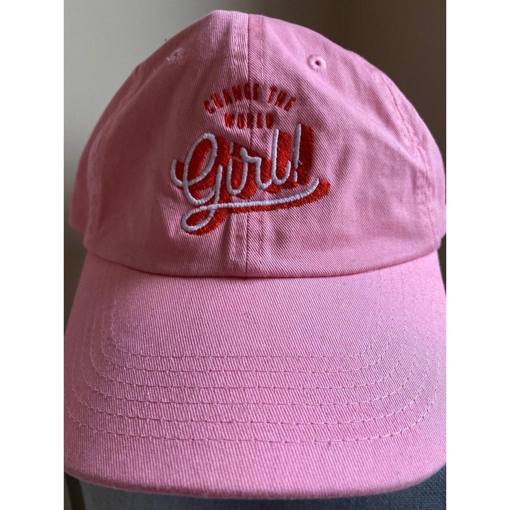 Hat Cap Pink Change The World Girl Strapback Embroidered s25